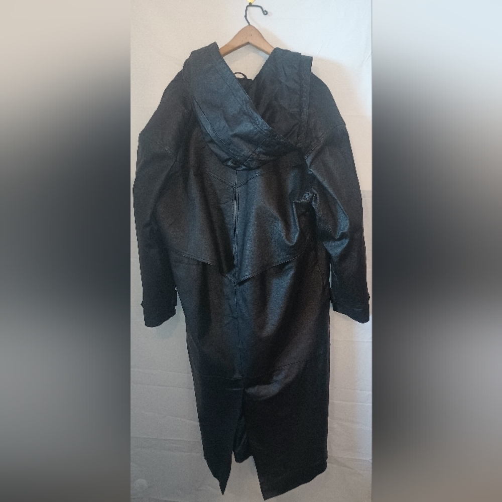 Middlebrook park black Leather trench coat - Picture 3 of 13